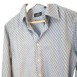 Luxury Men Corneliani CC Collection Blue Geometric Pattern 16/41 Shirt
